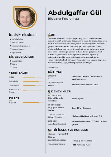 Bilgisayar Programcısı CV Örnekleri cv indir